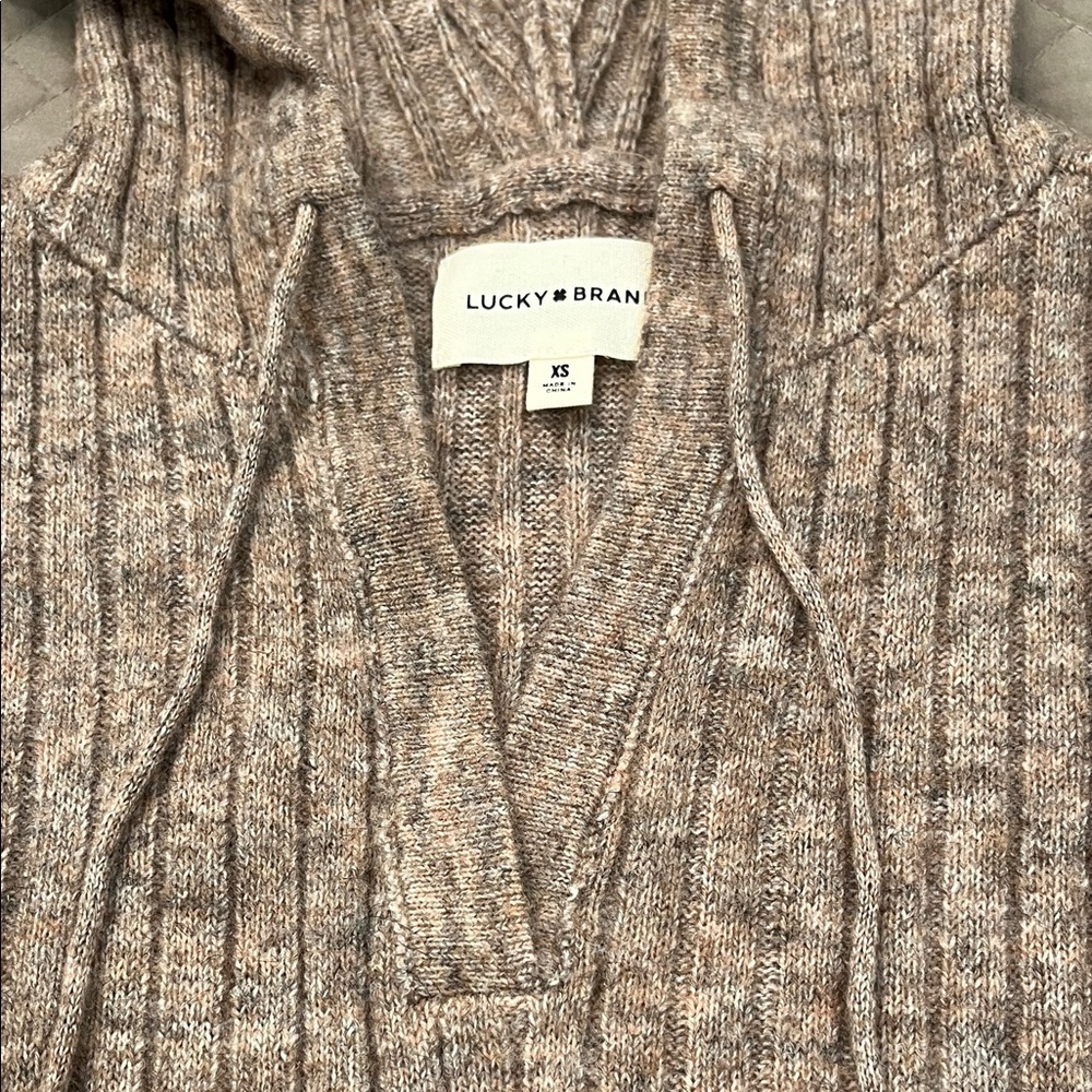 Lucky Brand Women's Ribbed Knit Hooded Sweater in Deep Taupe/NWT/XS - Picture 11 of 15
